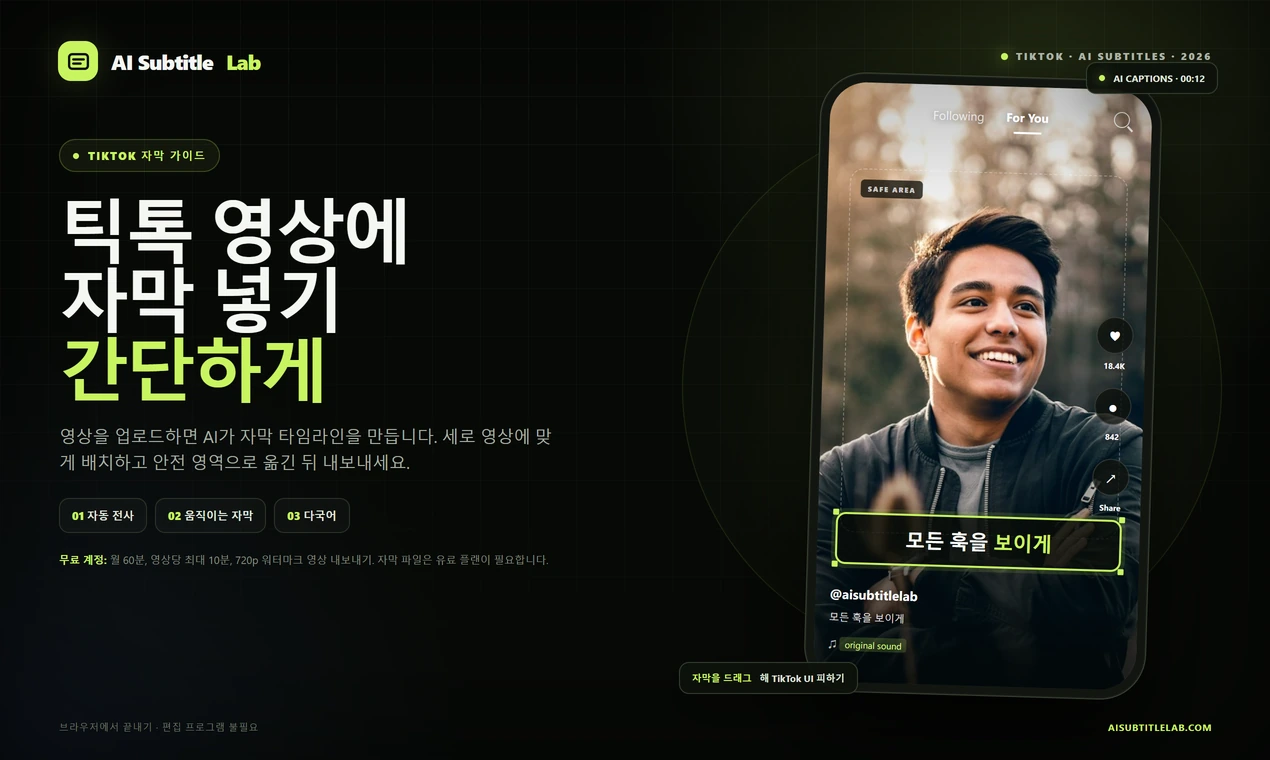 TikTok 영상에 자막 넣는 법: AI SubtitleLab으로 업로드부터 게시까지 완벽 가이드