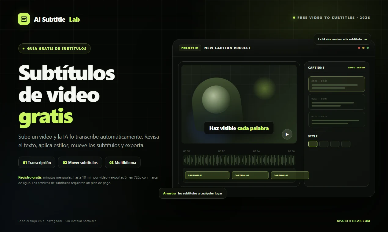 Imagen de portada de Generar subtítulos desde un video gratis: el proceso completo más sencillo de 2026