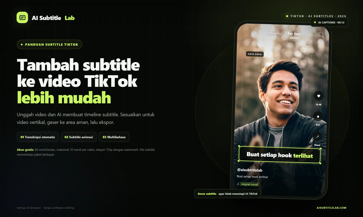 Cara Menambahkan Subtitle ke Video TikTok: Panduan Lengkap dari Unggah hingga Posting dengan AI SubtitleLab