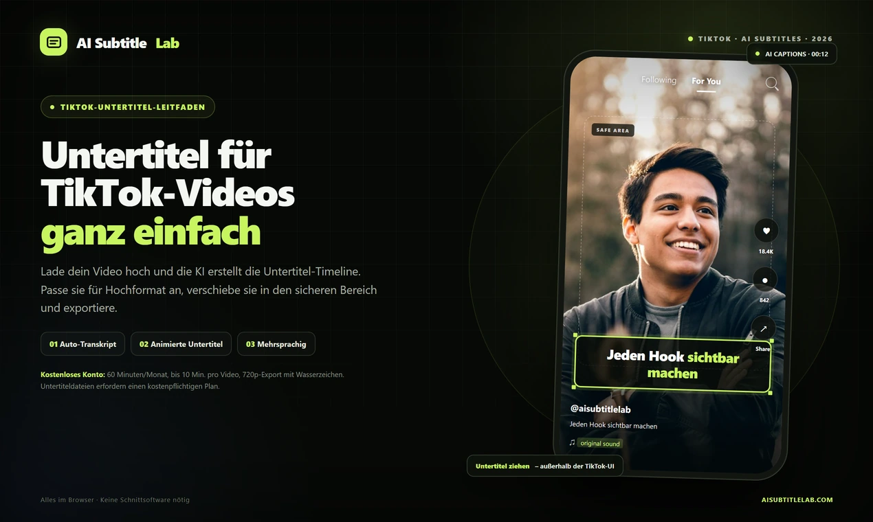 Untertitel für TikTok-Videos erstellen: Komplette Anleitung von Upload bis Veröffentlichung mit AI SubtitleLab